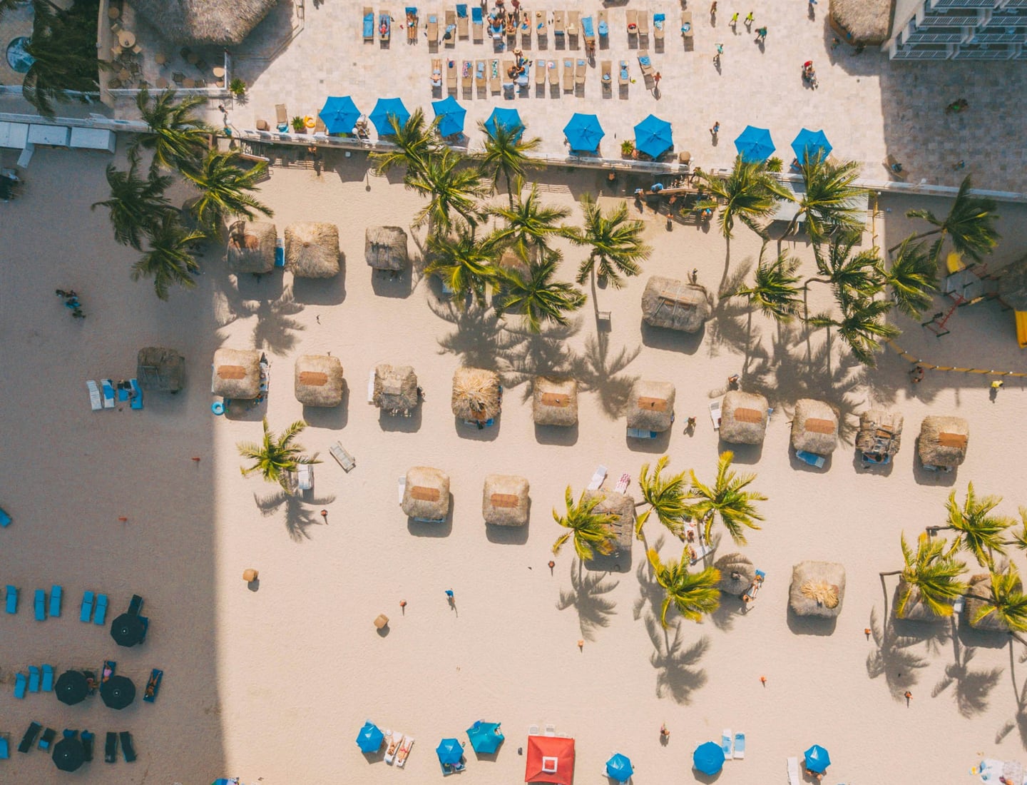 Aerial view of the Florida coast and a swimming pool